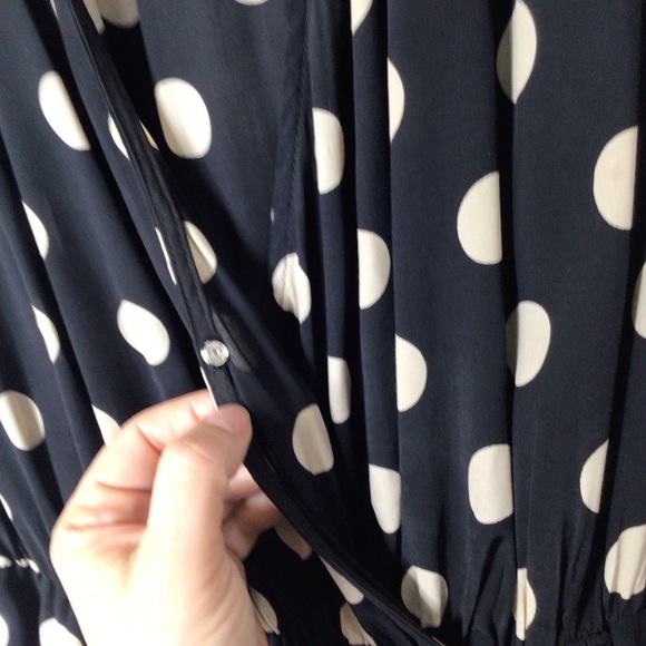 Anthropologie Corey Lynn Colter jumpsuit blue tan polka dot medium USA - Picture 4 of 9